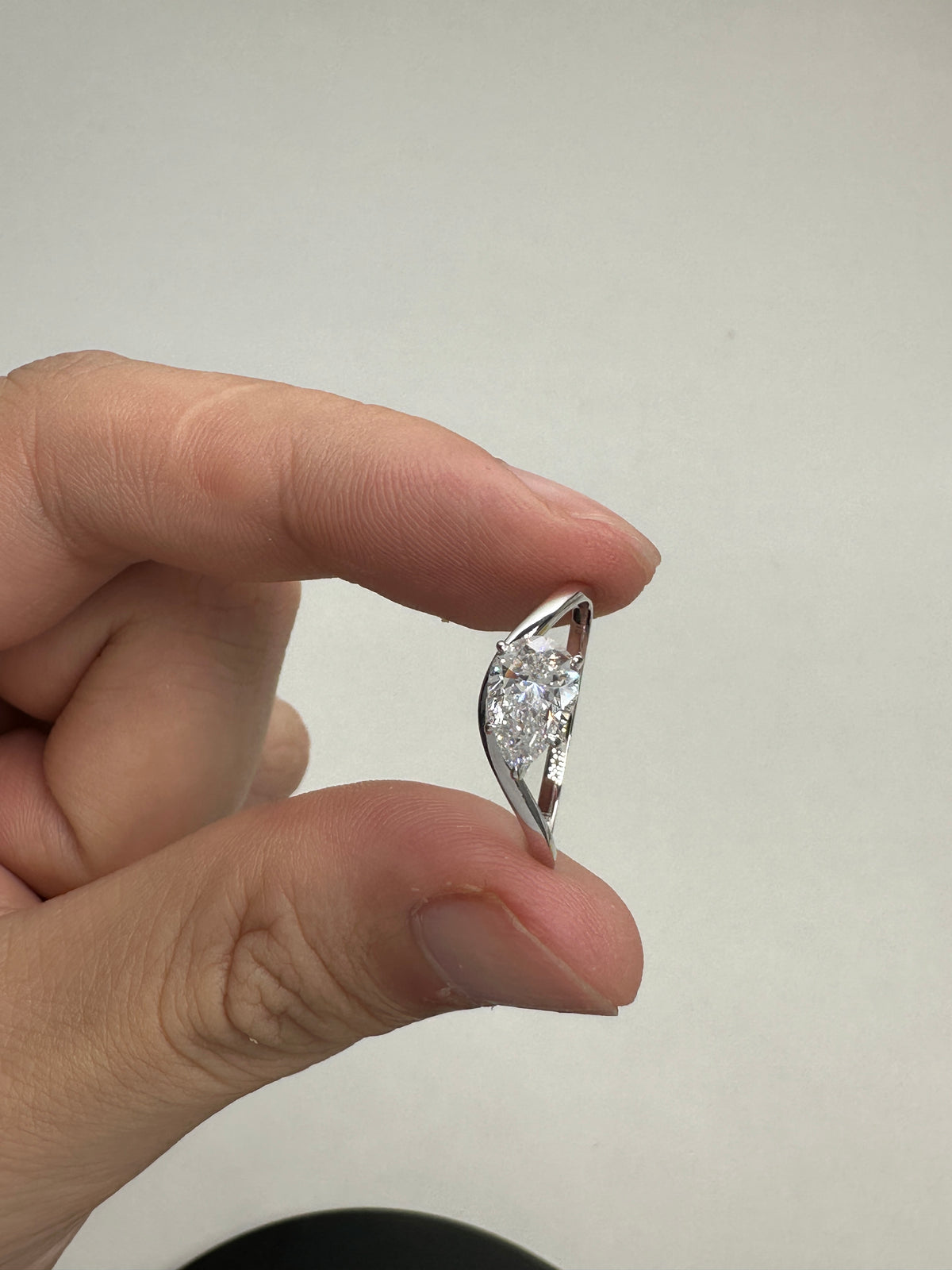 Balance- 1.07ct pear diamond with cert 9k white gold ring