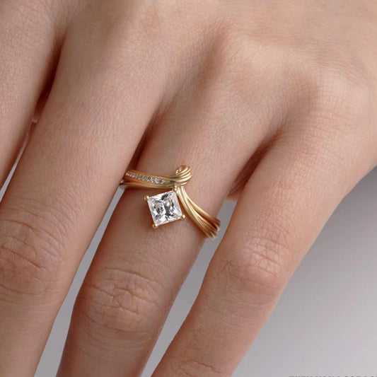 1ct Lab Grown Diamond ring Princess E VVS2 Handmade