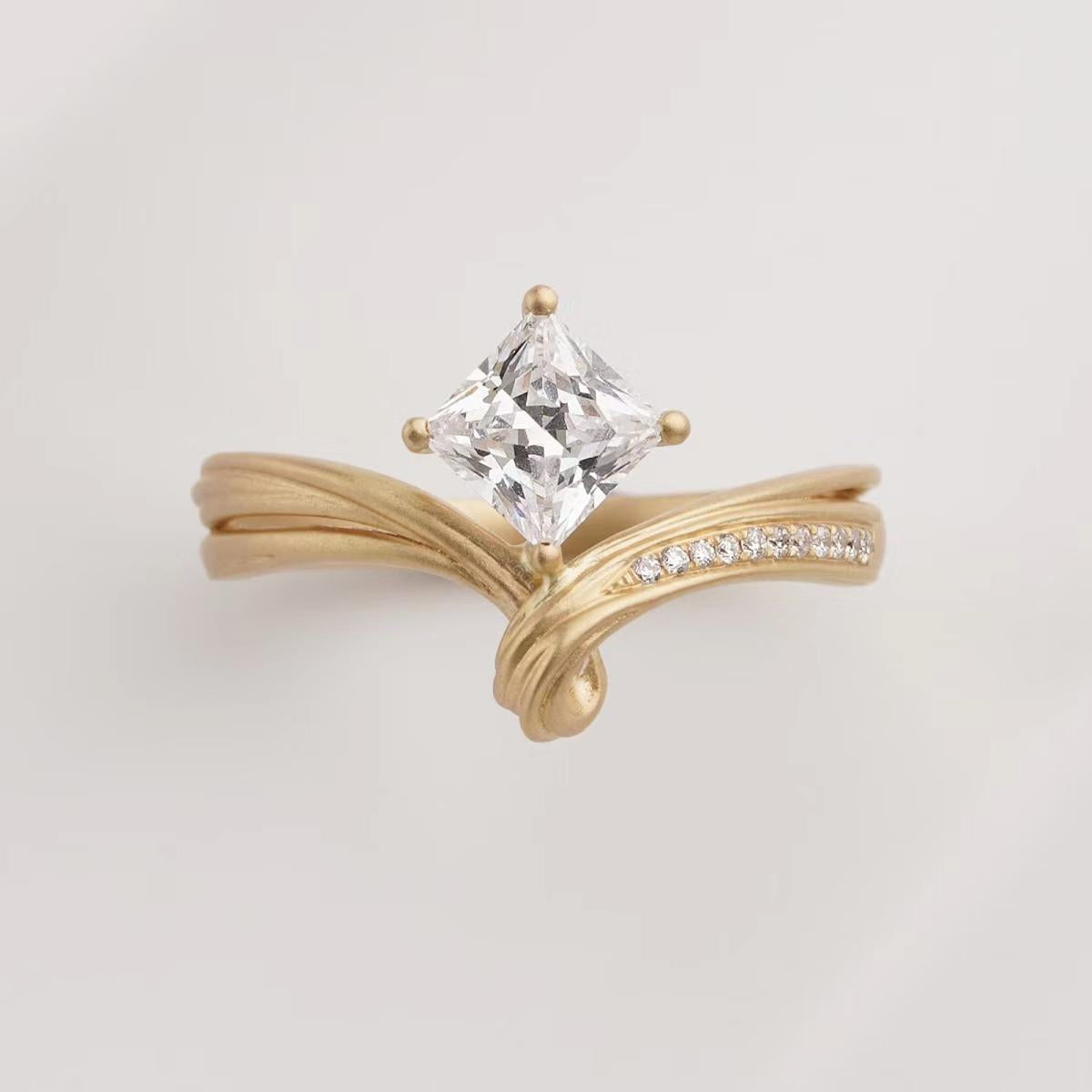 1ct Lab Grown Diamond ring Princess E VVS2 Handmade