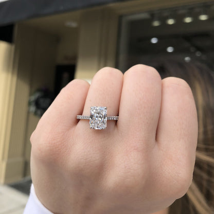 Deposit 3.24ct Radiant cut diamond hidden halo 14k gold For Tivee
