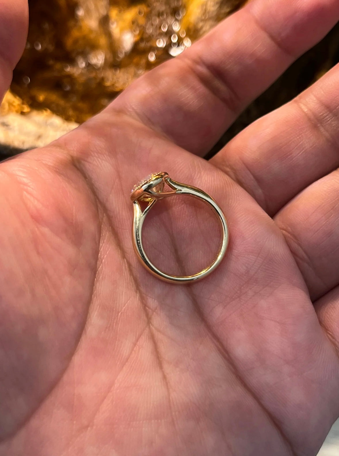 3.40CT OVAL Diamond Bezel Ring 14k yellow gold for Nacny