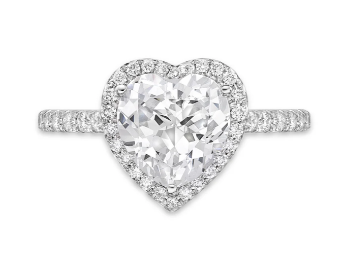 DEPOSIT 2ct E VVS2 heart diamond 18k gold halo design