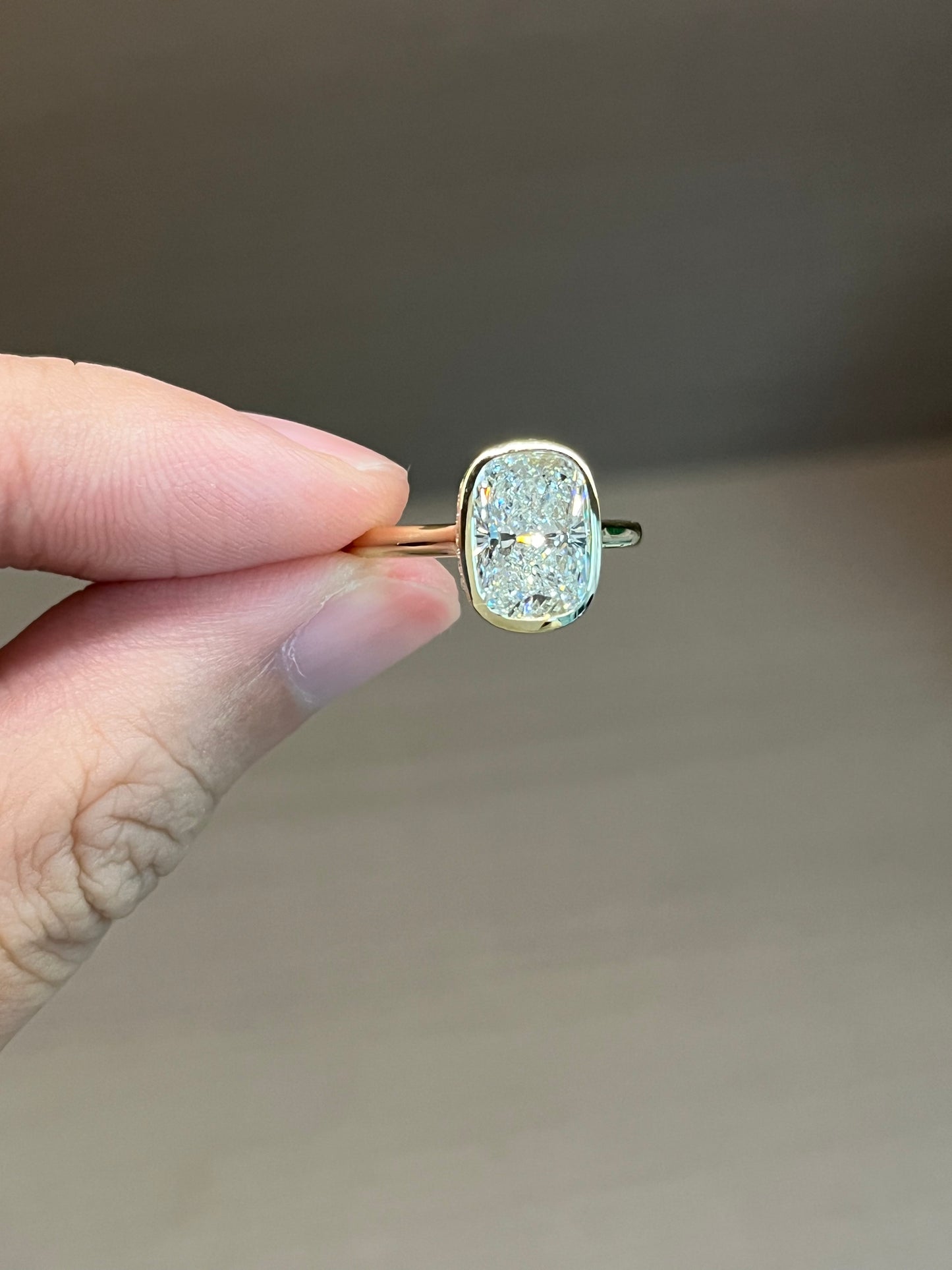 14k gold ring elongated cushion diamond