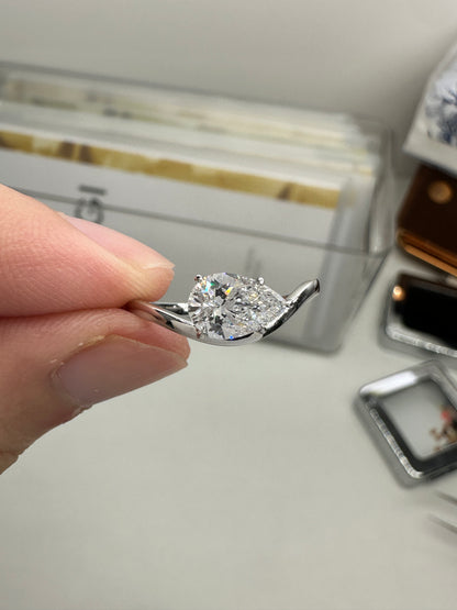 Balance- 1.07ct pear diamond with cert 9k white gold ring