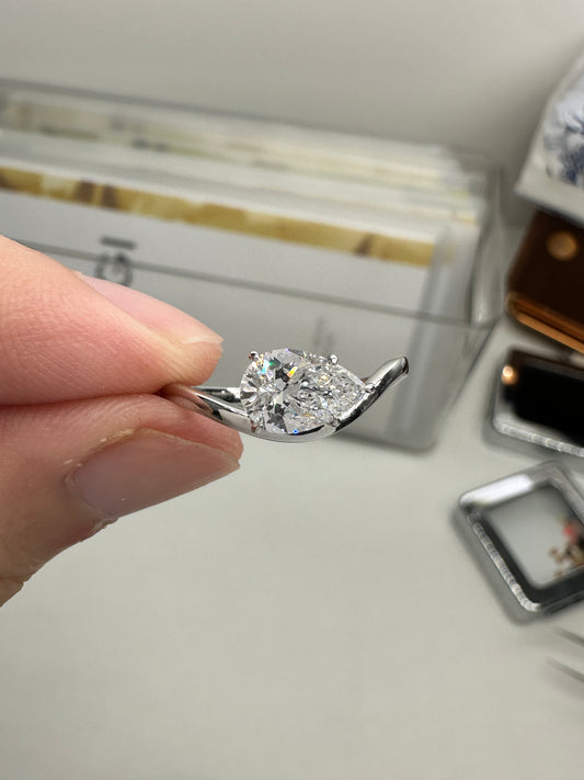 Balance- 1.07ct pear diamond with cert 9k white gold ring