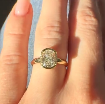 3ct elongated cushion diamond 14k gold ring for Nancy