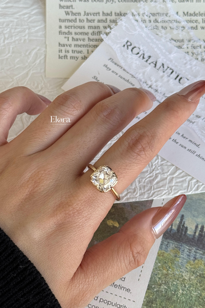 Deposit 2ct cushion cut lab diamond 18k solid gold 8 prongs ring