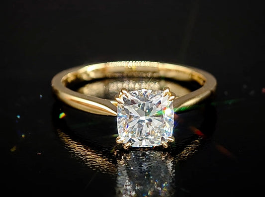 2ct cushion cut lab diamond 18k solid gold 8 prongs ring 10.25us size