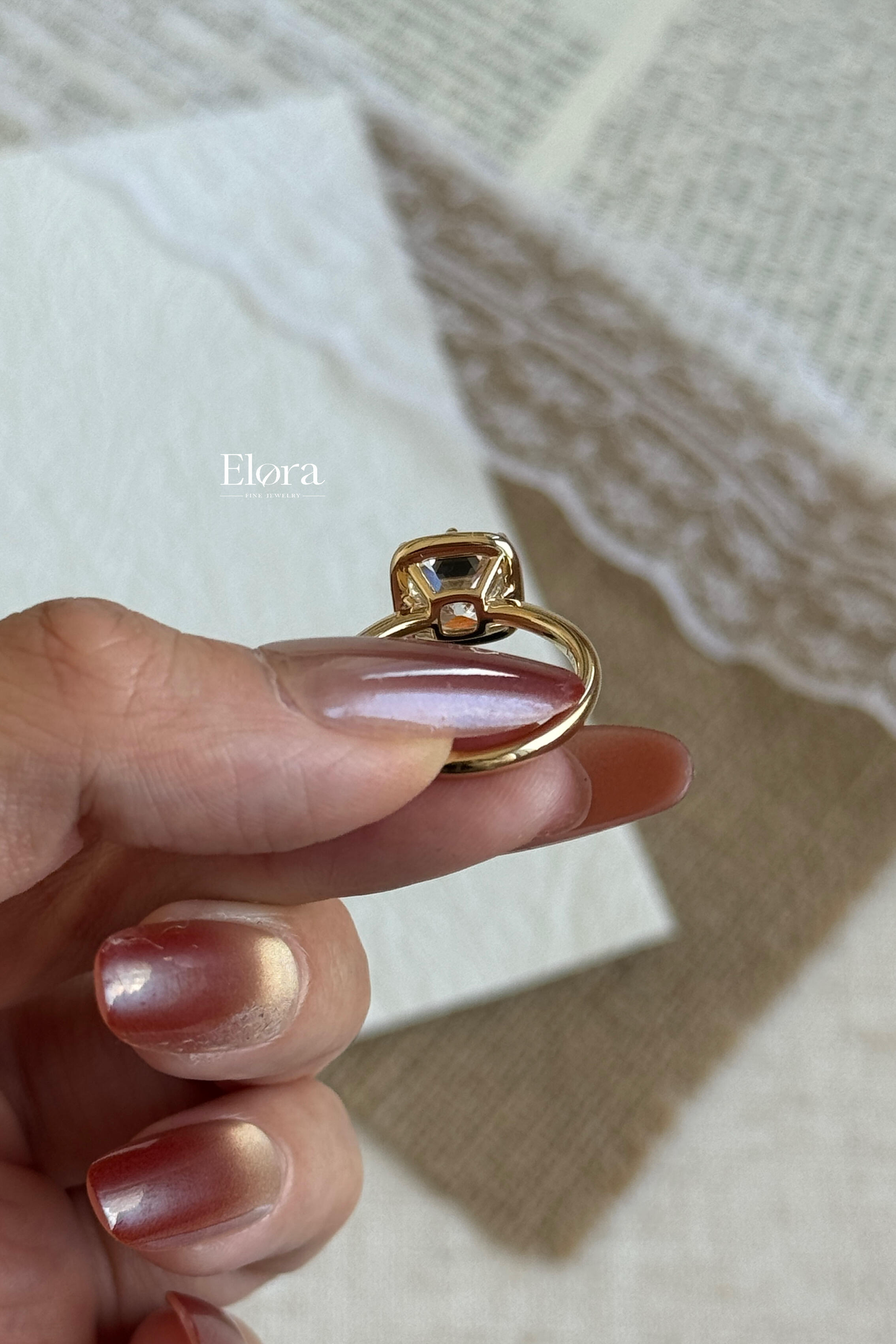 Deposit 2ct cushion cut lab diamond 18k solid gold 8 prongs ring