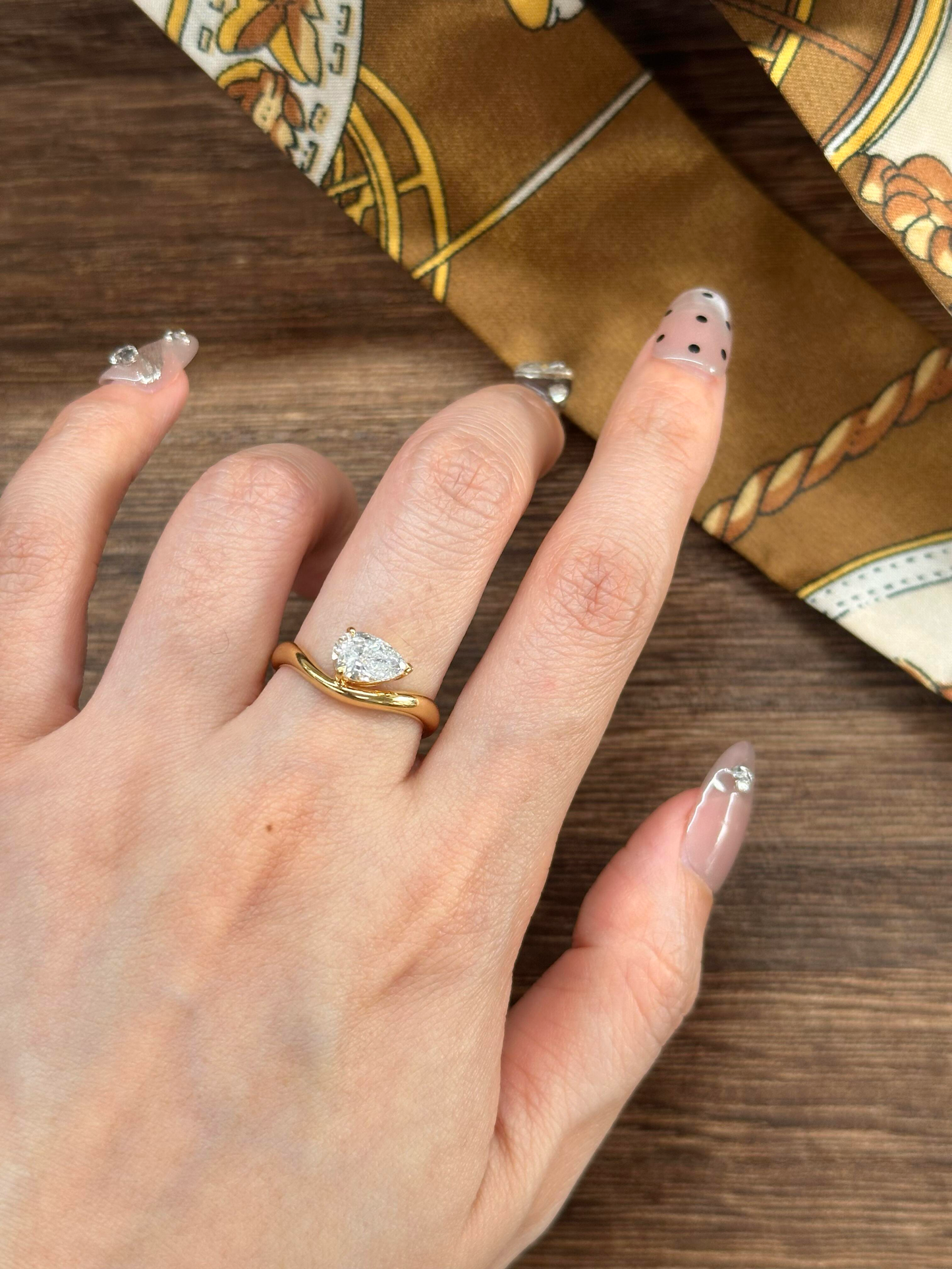 Deposit lab diamond 1ct paer diamond 9k gold ring