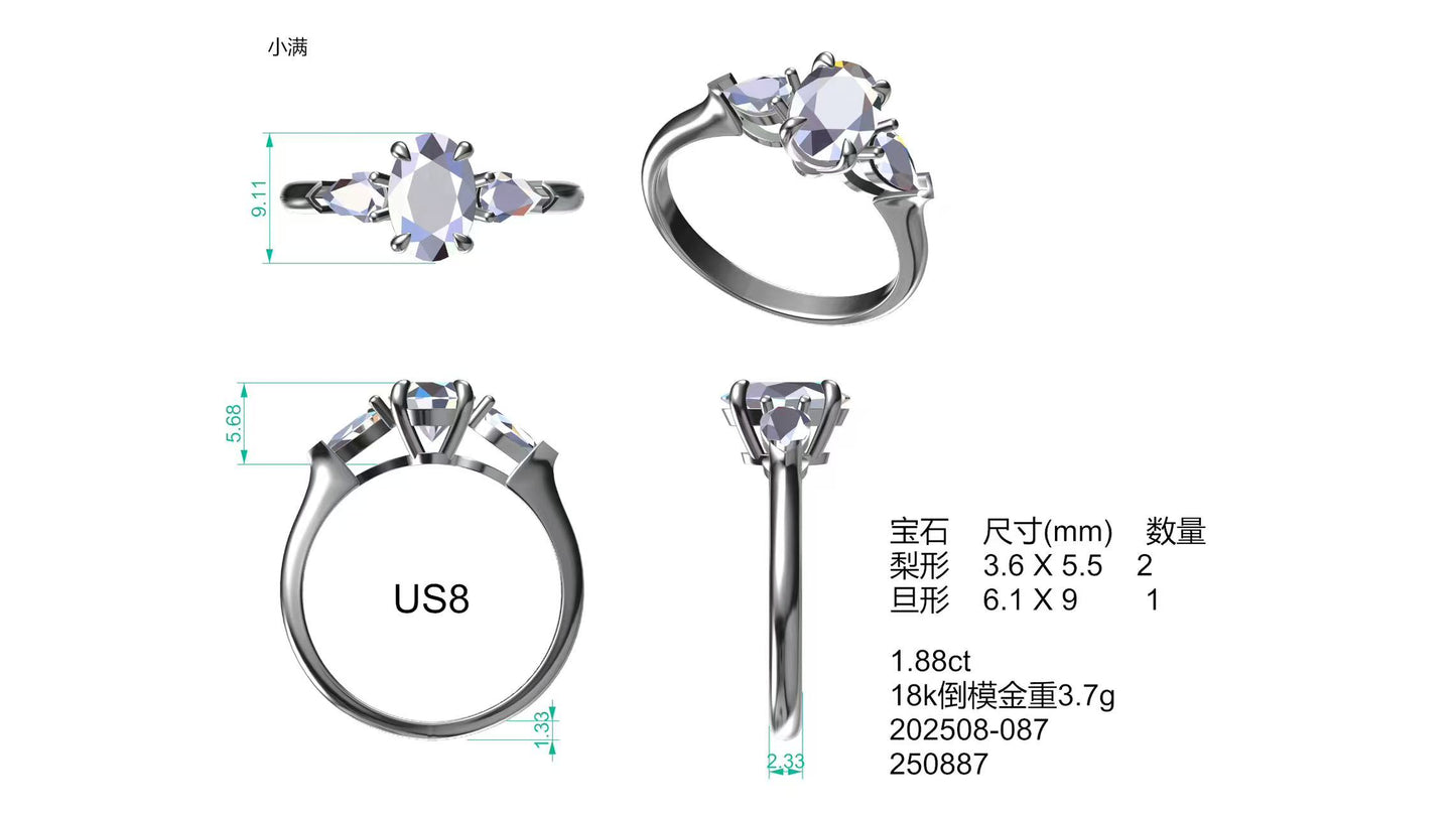 1.88CT OVAL D VVS2 Lab Diamond&Setting for Farah