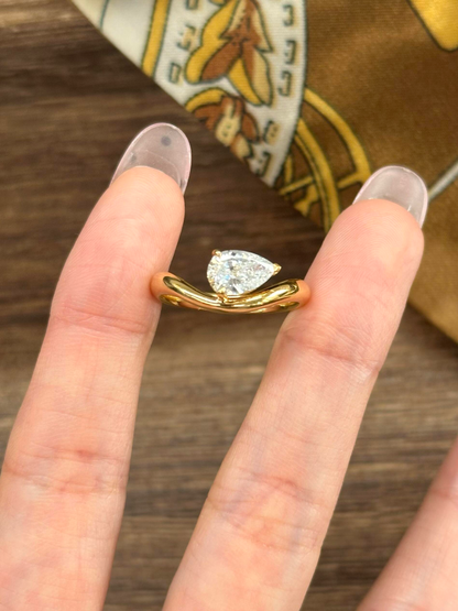 Deposit lab diamond 1ct paer diamond 9k gold ring