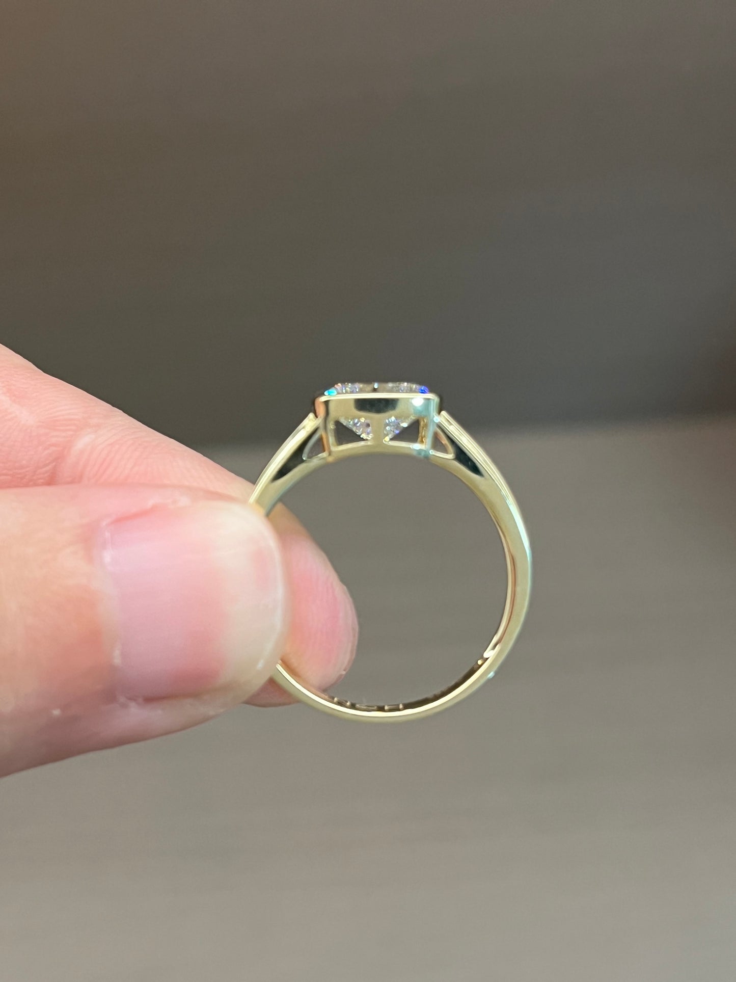 14k gold ring elongated cushion diamond