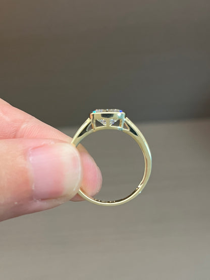 14k gold ring elongated cushion diamond