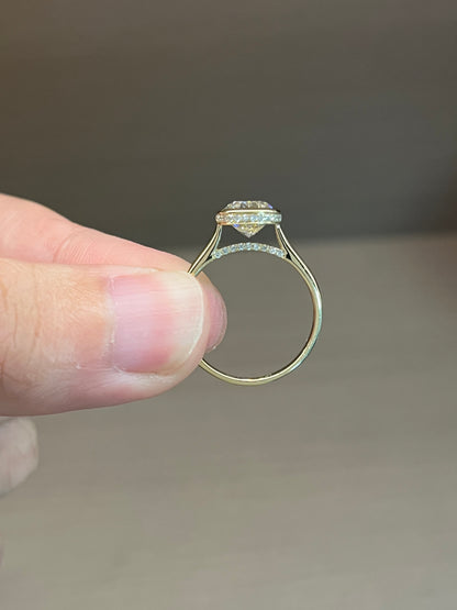 14k gold ring elongated cushion diamond