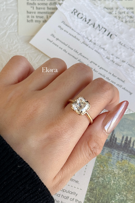 Deposit 2ct cushion cut lab diamond 18k solid gold 8 prongs ring