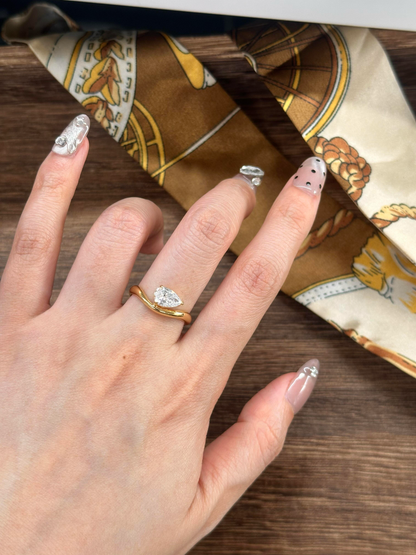 Deposit lab diamond 1ct paer diamond 9k gold ring