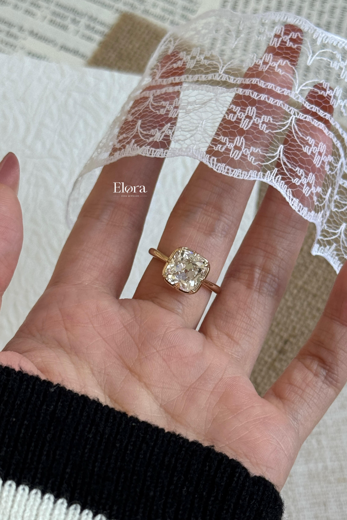 Deposit 2ct cushion cut lab diamond 18k solid gold 8 prongs ring