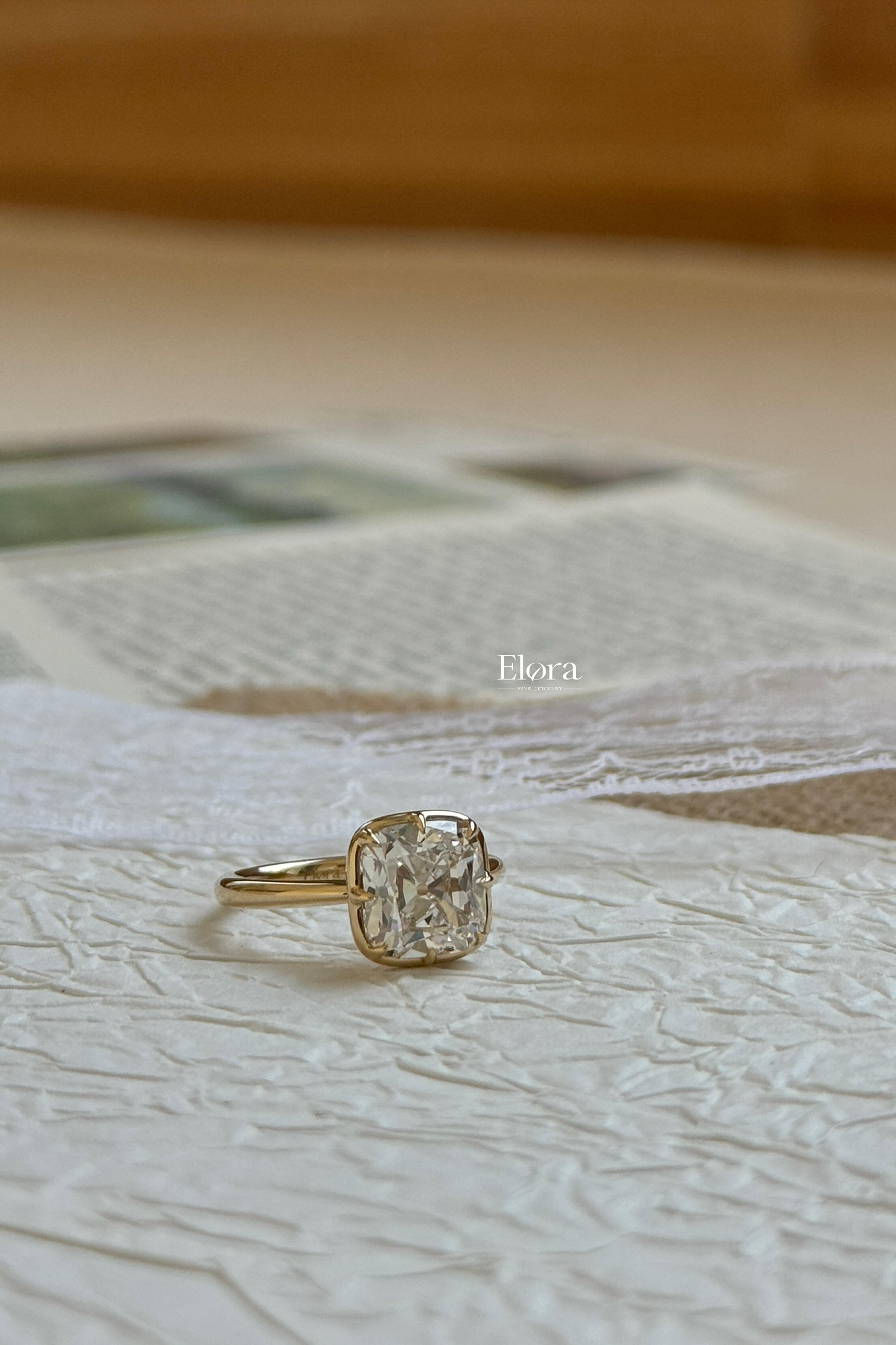 Deposit 2ct cushion cut lab diamond 18k solid gold 8 prongs ring