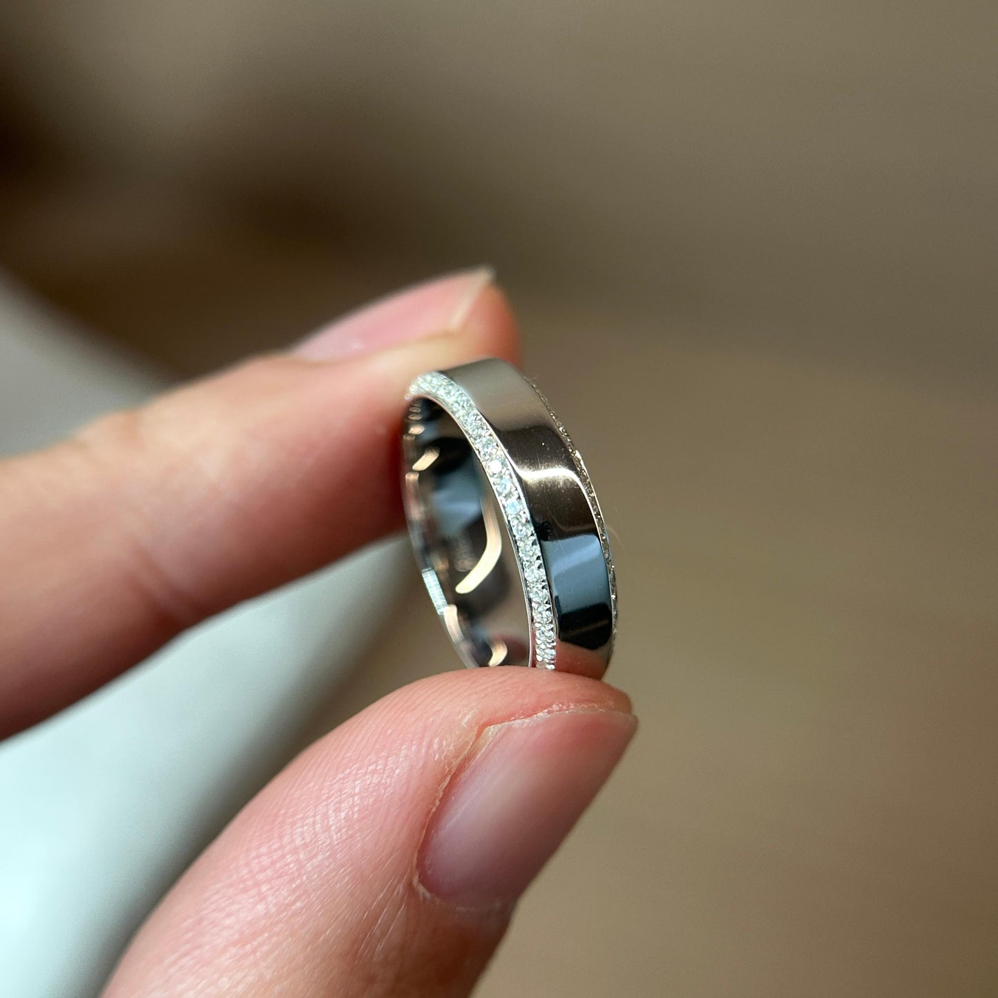 18K white gold Pear diamond ring and band for Sufiani