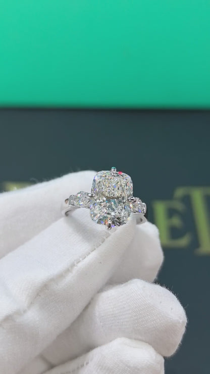 Balance lab diamond 5ct elongated cushion 18k ring for Farah